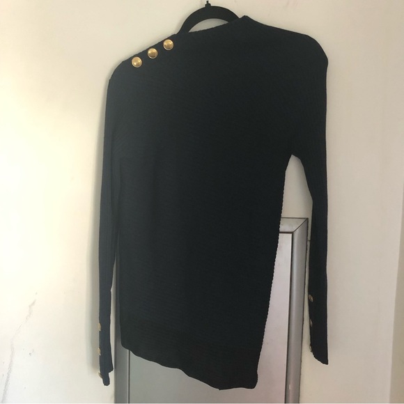 Rag & Bone Ribbed 100% Extra Fine Merino Wool Gold Button Sweater Top - 2XS - Picture 5 of 12